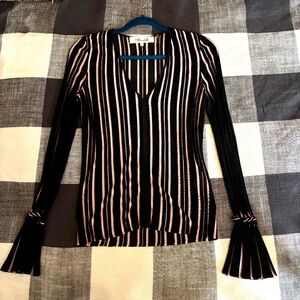 Diane von Furstenberg x-small top, black and pink/gold